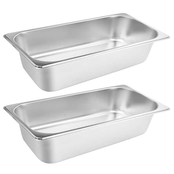 2 Pack Hotel Pans, 6 in. Deep, Anti-Jamming, Commercial Stainless Steel Serving Trays Steam Table & Catering Food Pans