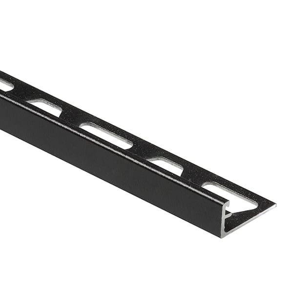 Schluter Systems Jolly Matte Black Textured Color-Coated Aluminum 1/4 in. x 8 ft. 2-1/2 in. Metal Tile Edging Trim