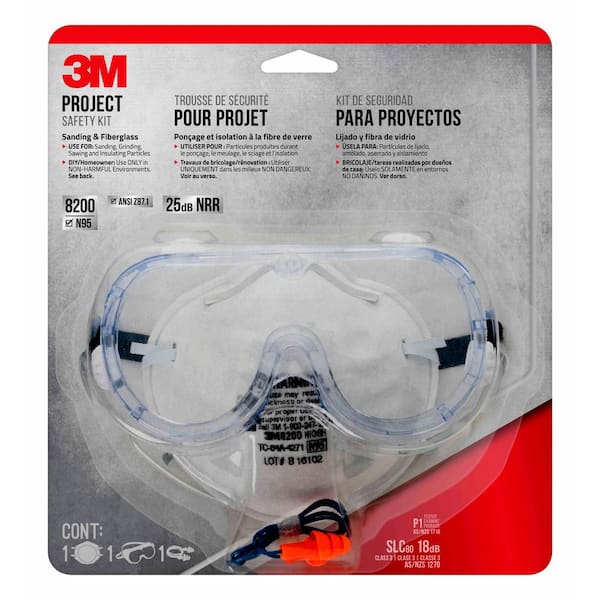 3M Professional Safety Kit with Valve (1-Respirator 1-Pair of Earplugs 1-Pair of Safety Goggles)