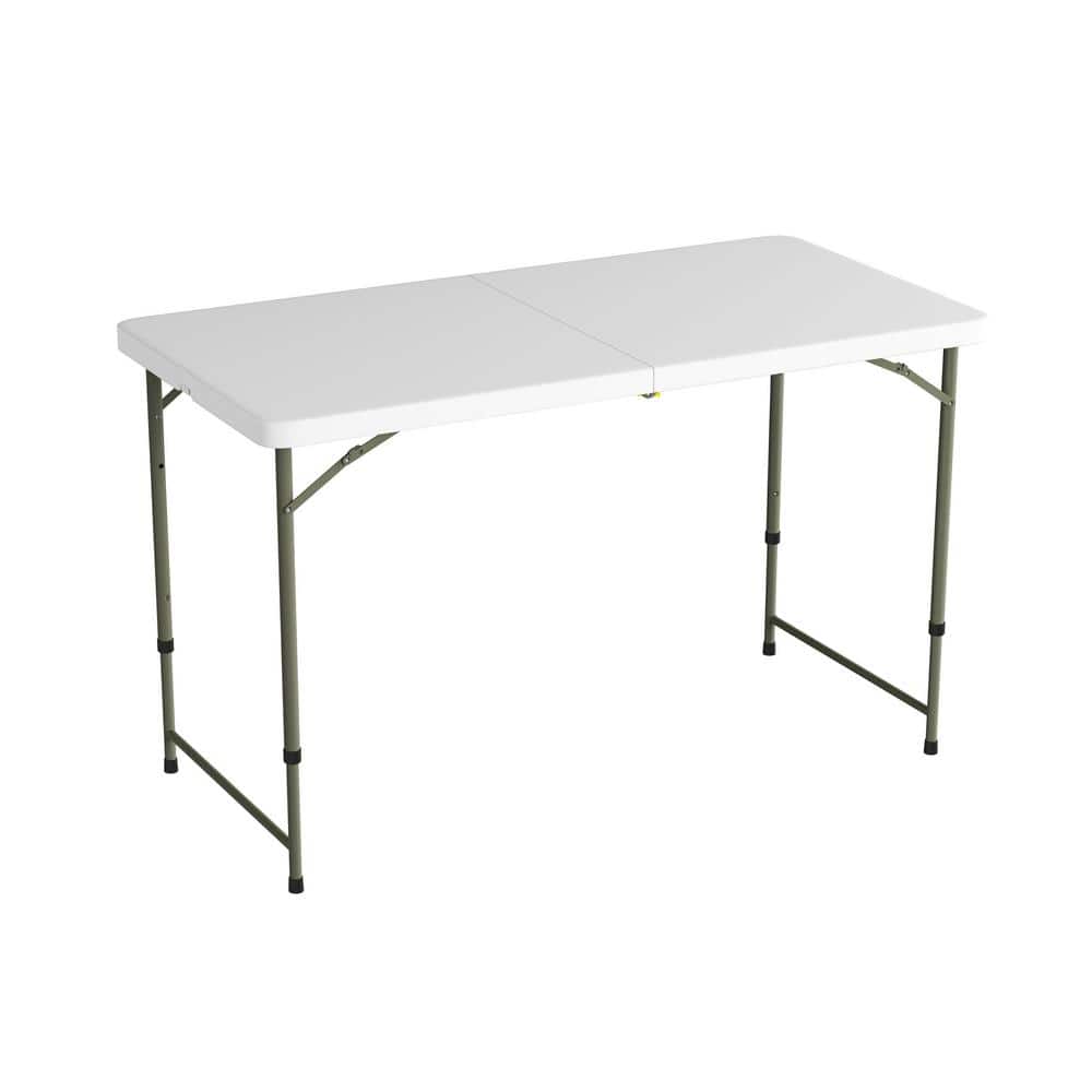 White and Gray 4-Foot Adjustable Folding Utility Table