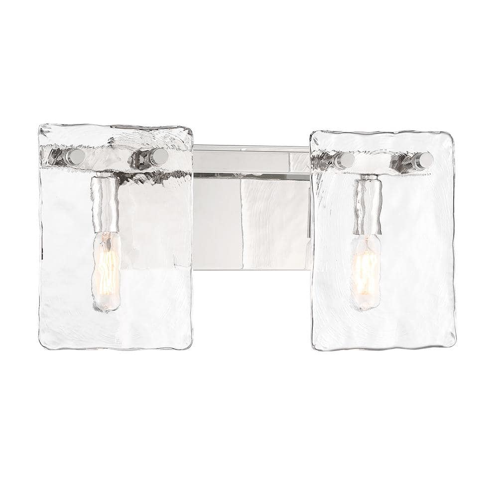 Polished Nickel 2-Light Vanity with Handmade Water Glass Shades