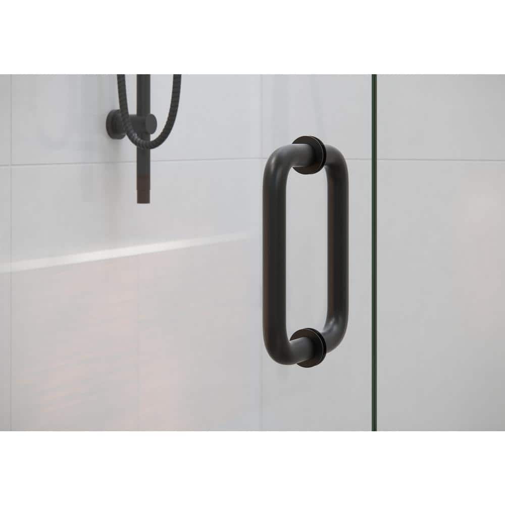 Matte Black Frameless Glass Wall Hinge Shower Door, 78" x 45.25"