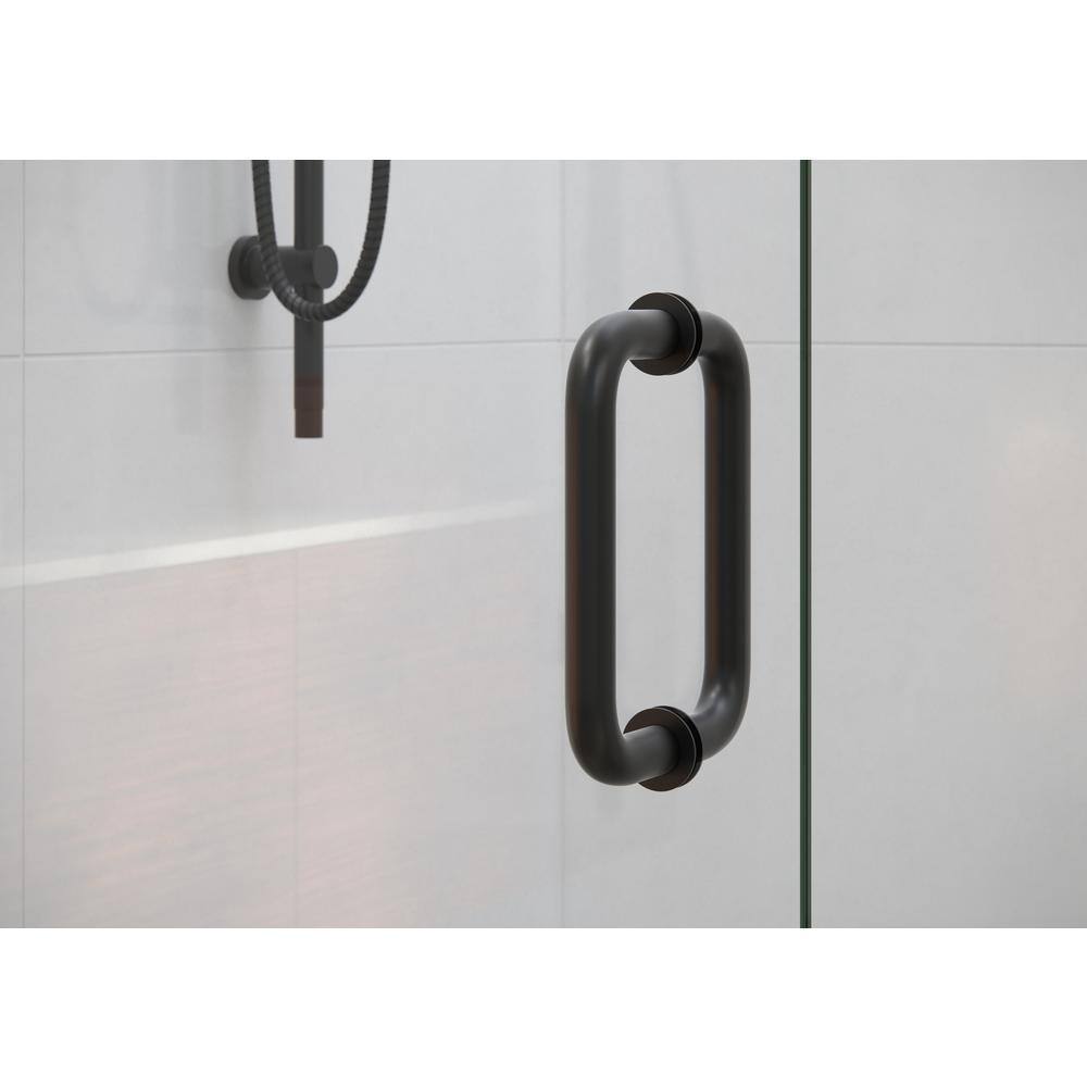 Matte Black Frameless Hinged Shower Door with Tempered Glass Panels