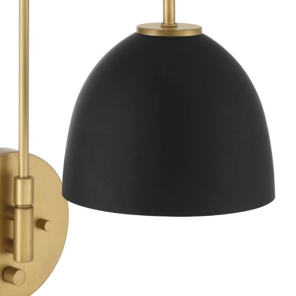 Hunter Fan Company - Hunter Erling 7 in. 1 Light Luxe Gold Wall Sconce with Black Metal Shade