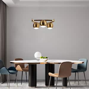 12.5 in. Modern Pendant Light, 3-Light Integrated LED Brass Gold Chandelier, Farmhouse Light Fixtures