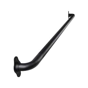 4 ft. Matte Black Metal Industrial Pipe Wall Handrail, Pipe Barn Door Pull Handle for Indoor and Outdoor Deck Hand Rail