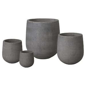 12 in., 17 in., 22 in., 28 in. H Ceramic Opus Planters S/4, Terrazzo Gray