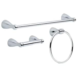 Foundations 3-Piece Bath Hardware Set with Towel Ring, Toilet Paper Holder and 18" Towel Bar in Chrome