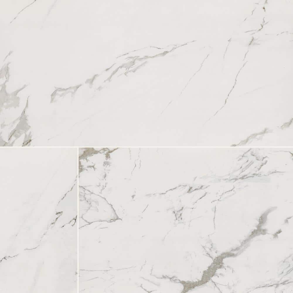 Carrara 24 in. x 48 in. Polished Porcelain Floor and Wall Tile (16 sq. ft./Case) Carrara 24 in. x 48 in. Polished Porcelain Floor and Wall Tile (16 sq. ft./Case)