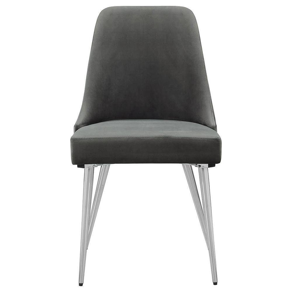 Gray Upholstered Metal High Back Side Chair
