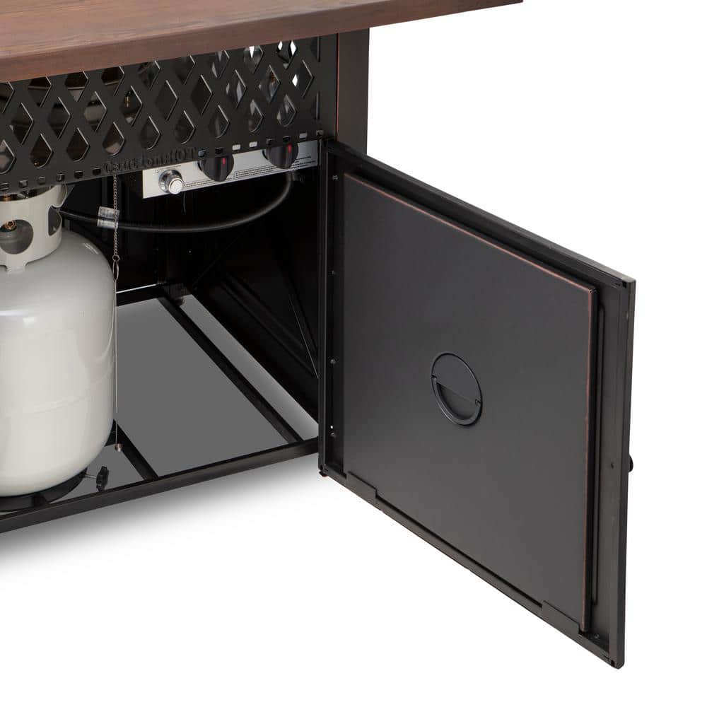 Bronze Square Steel Propane Gas Fire Pit Table with Oil-Rubbed Finish
