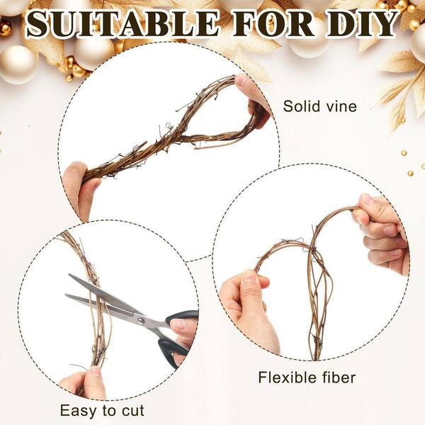3.94 in. 6-Pack Natural Brown Artificial Vine Rustic Grape Twig