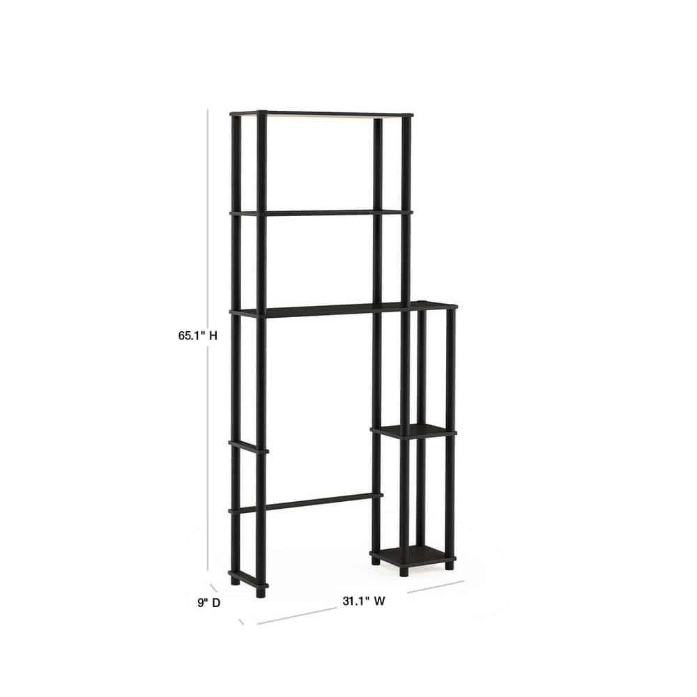 Espresso and Black Adjustable Over-the-Toilet Storage Rack