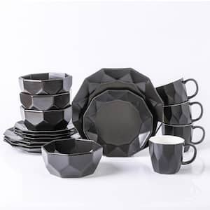 Stone Lain Jamie 16-Piece Dinnerware Set Porcelain, Service For 4, Black