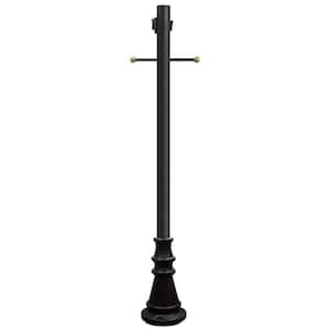 6 ft. Black Outdoor Lamp Post Traditional Ground Light Pole with Cross Arm and Grounded Convenience Outlet