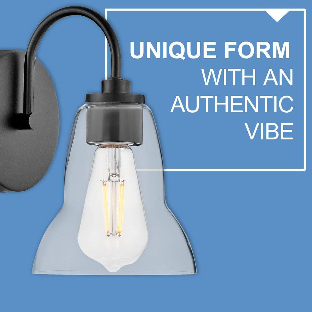 Vera Black 3-Light Vanity with Clear Glass Shades