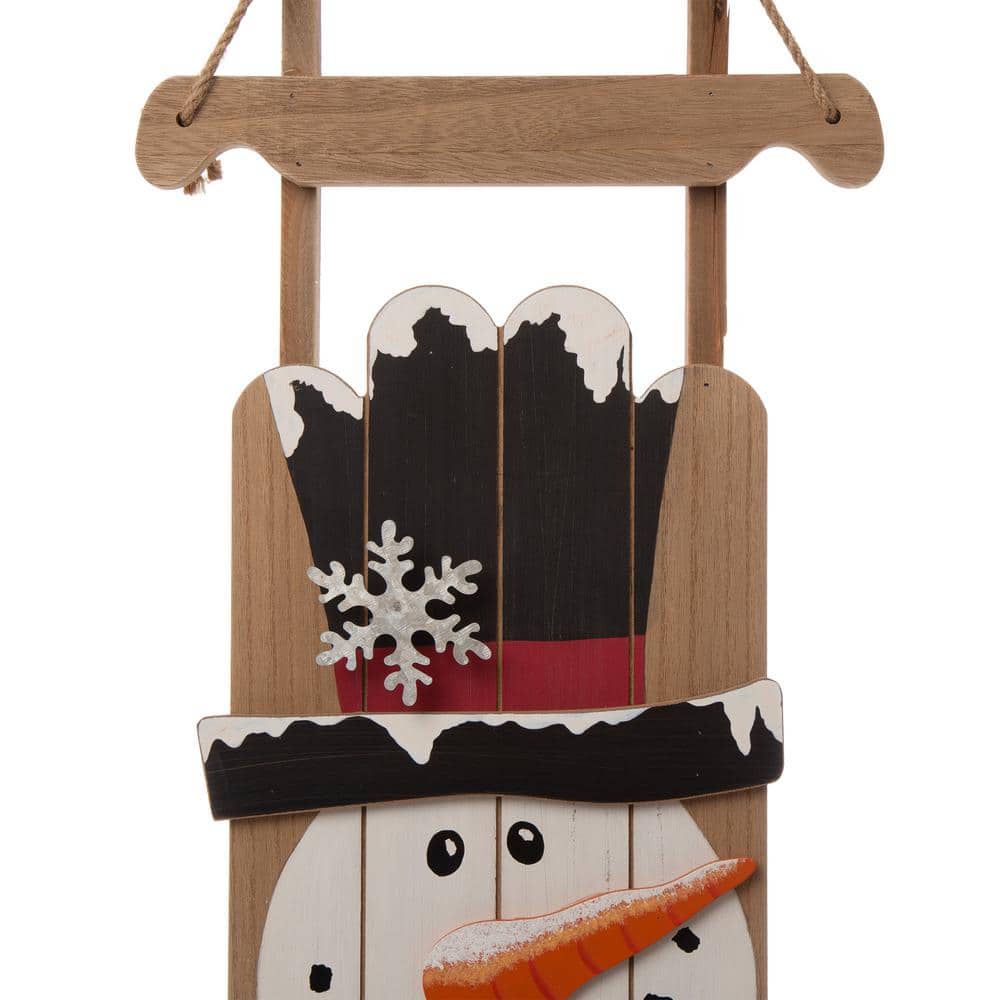 42-Inch Rustic Wooden Snowman Welcome Porch Sign