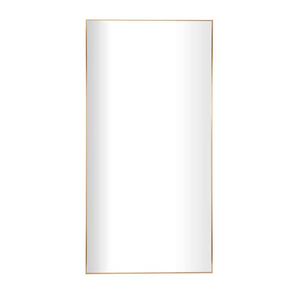 79 in. x 40 in. Rectangle Framed Gold Wall Mirror with Thin Frame
