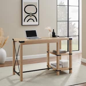 55 in. Farmhouse Rectangle White Oak Wood Counter Height Table with Metal Accents (Seats 1)