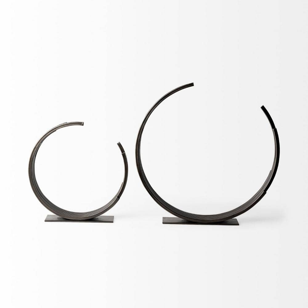 Matte Black Metal Incomplete Circular Sculpture