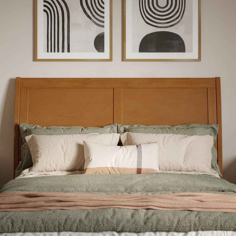 Portland Full Light Toffee Solid Wood Sleigh Headboard