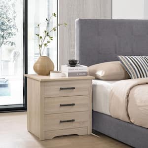 Morwen Contemporary Brown 3-Drawer 22 in. W Wood Nightstand