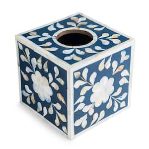 Jodhpur Mother of Pearl Tissue Box Cover in Blue
