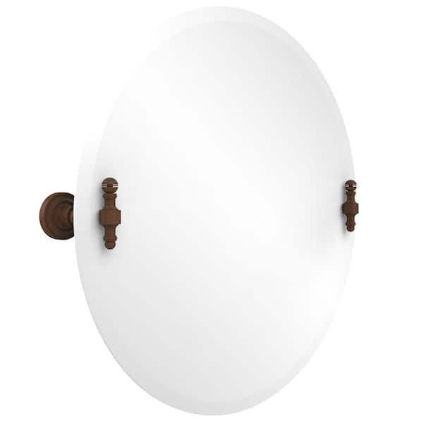 Allied Brass Retro-Dot 22 in. W x 22 in. H Frameless Round Beveled Edge Bathroom Vanity Mirror in Antique Bronze