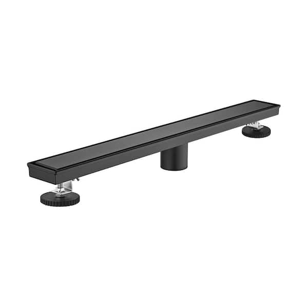 Miscool Ami 24 in. Linear Shower Drain with Tile-In Pattern Drain Cover In Matte Black