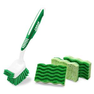Big Job Kitchen Brush and Medium-Duty Cleaning Sponges Combo Kit (4-Count)