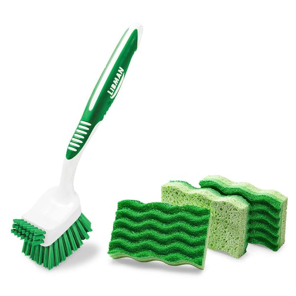 Libman Big Job Kitchen Brush and Medium-Duty Cleaning Sponges Combo Kit (4-Count)