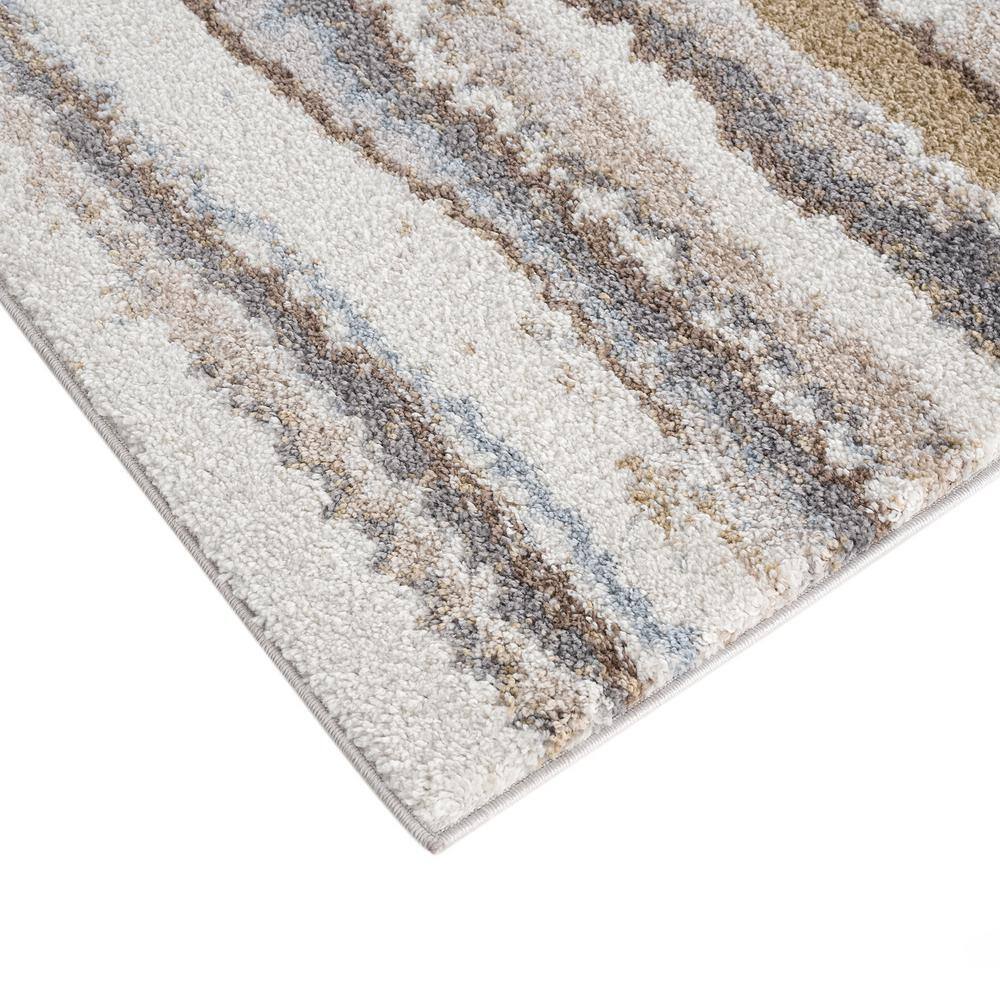 Blue and Tan Abstract Shag 5' x 7' Area Rug