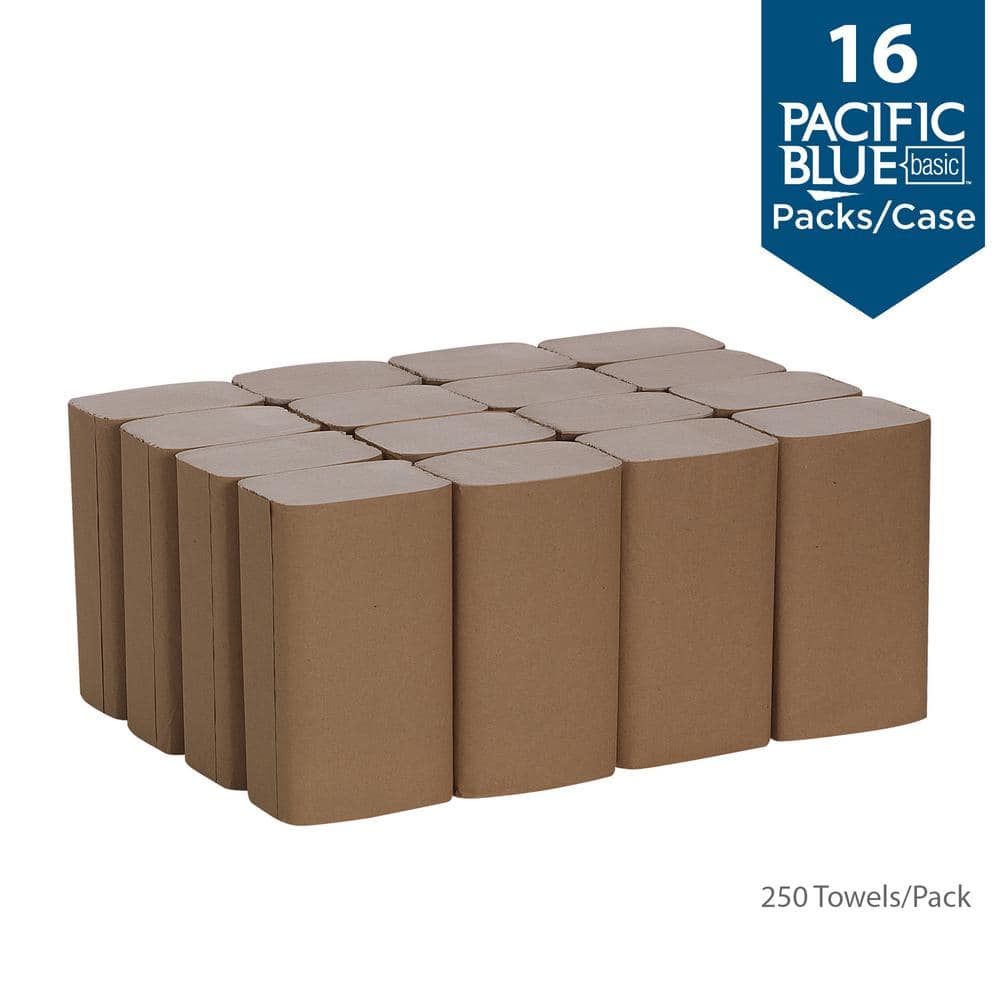 Pacific Blue Basic™ Recycled S-Fold Paper Towel (Previously branded Envision®) by Georgia-Pacific GP PRO  Brown  23504  250 Towels Per Pack  16 Packs Per Case