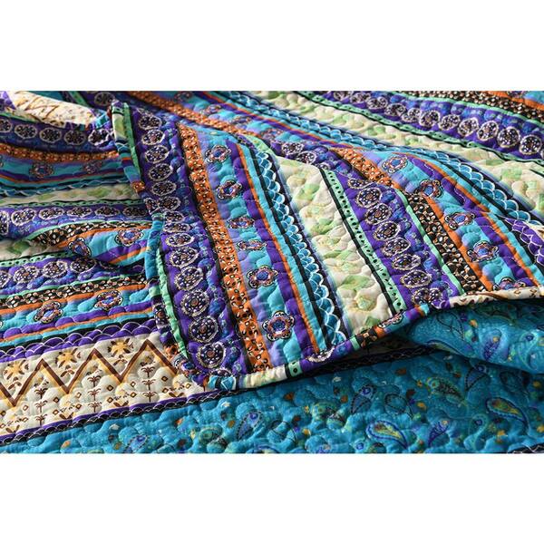 Donna Sharp Desert Verbena King 3-Pc Set Quilt Southwestern Boho Navy  Purple New