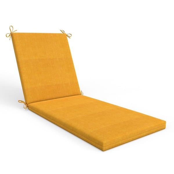 Pillow Perfect Solid Twill 23 in W x 3 in H Outdoor 1-Piece Solid Back Chaise Lounge Cushion 1-Count in Yellow Splash