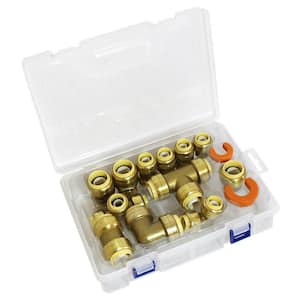 1/2 in. x 3/4 in. Push-To-Connect Brass Assorted Fittings Contractor Push Fit Kit (14-Piece)