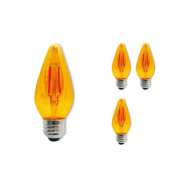 Bulbrite 40-Watt Equivalent Amber White Light F15 (E26) Medium Screw Base Dimmable Amber LED Filament Light Bulb (4-Pack)