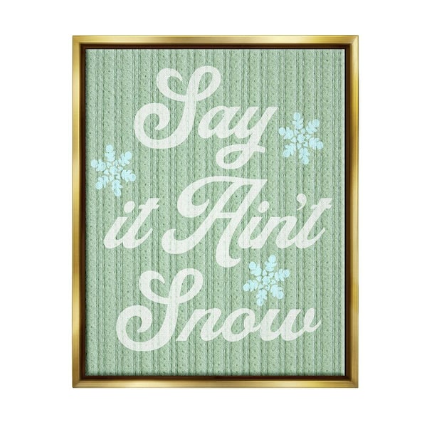 Stupell Industries Green Say It Ain't Snow by Lil' Rue 1 Piece Floater Frame Graphic Print Typography Poster Art Print 21 in. x 17 in.