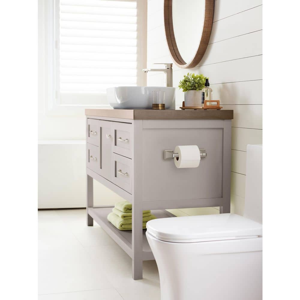 Brushed Nickel Pivoting Double Post Toilet Paper Holder