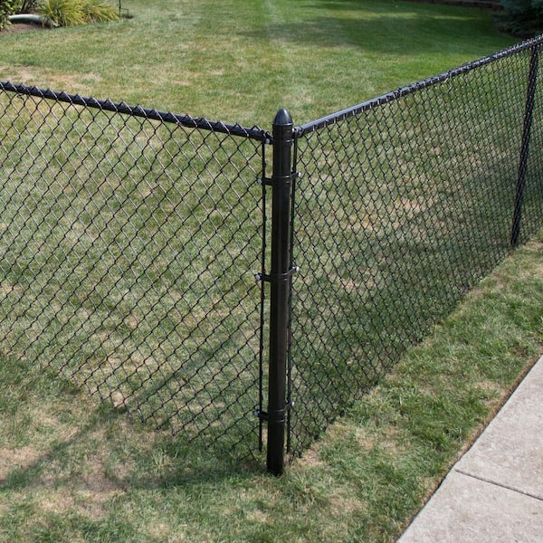 Everbilt 1-3/8 in. Dia. x 6 in. Long Chain Link Fence Black Steel 