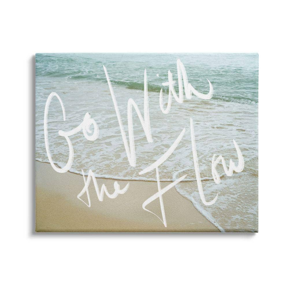 Go With the Flow Phrase Incoming Beach Tide by Daphne Polselli Unframed Print Nature Wall Art 16 in. x 20 in -  Stupell Industries, ai-577_cn_16x20