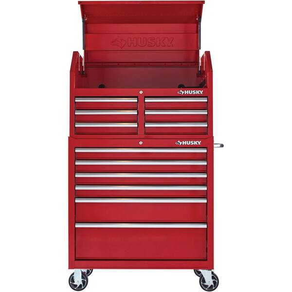Husky 36 in. W 12-Drawer Gloss Red Combination Tool Chest and Cabinet Combo  UACT-H-360121 - The Home Depot