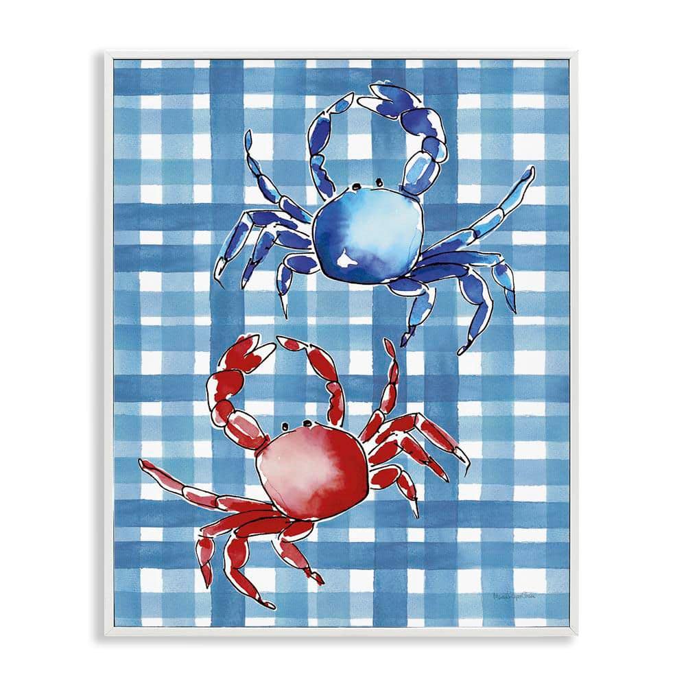 Coastal Crabs on Plaid by Mercedes Lopez Charro White Framed Animal Giclee Art Print 14 in. x 11 in. price history on PriceWatchPro