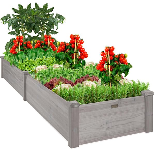 Best Choice Products 8 ft. x 2 ft. Wood Raised Garden Bed - Gray