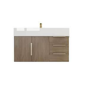 Bethany 36 in. W x 20 in. D x 22 in. H Single Sink Floating Bath Vanity in Light Oak with White Acrylic Top