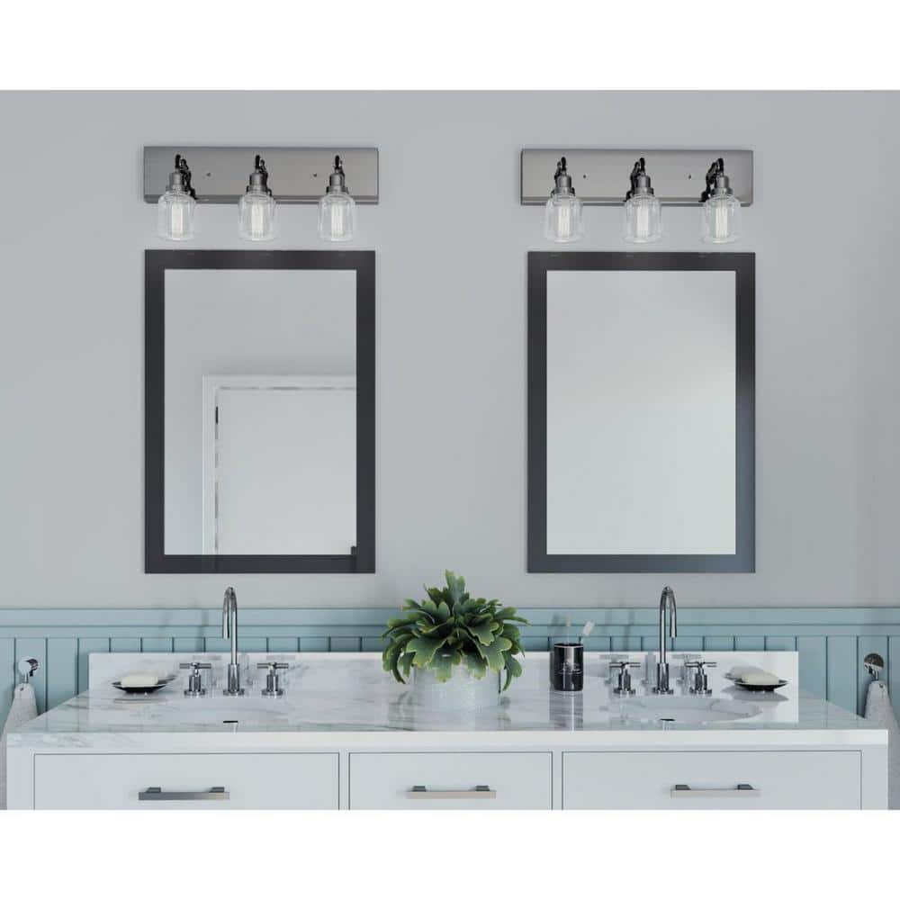 Rushton Collection 3-Light Brushed Nickel Clear Glass Farmhouse Bath Vanity Light price history on PriceWatchPro