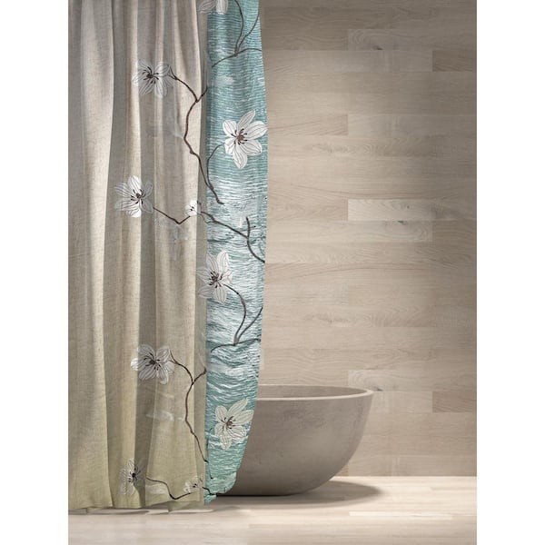 54 in. x 78 in. Magnolia Blue Shower Polyester Curtain