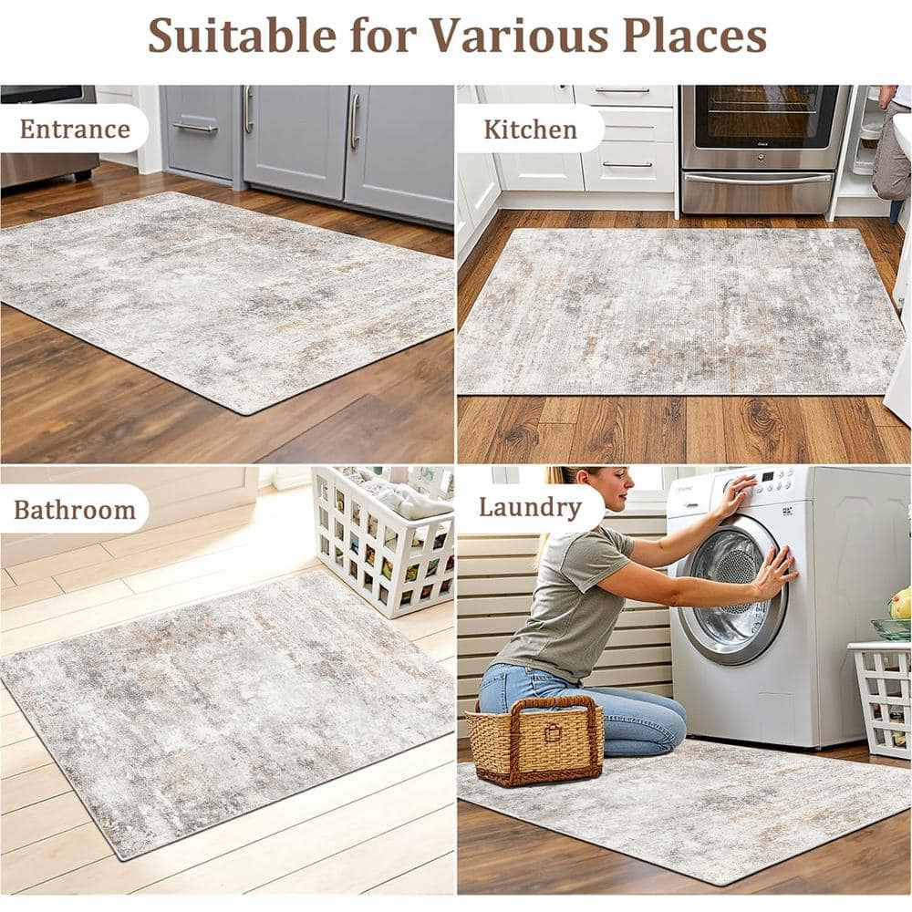 Frost 9 ft. x 12 ft. Gray/Golden Modern Abstract Area Rug - thumbnail 3
