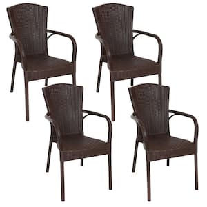 Segesta Wenge Plastic Indoor Outdoor Patio Armchair (Set of 4)