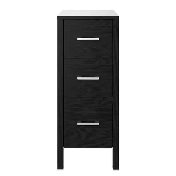 12 in. W x 20 in. D x 30 in. H High Quality Black MDF Material Freestanding Linen Cabinet with 3-Drawers in Black